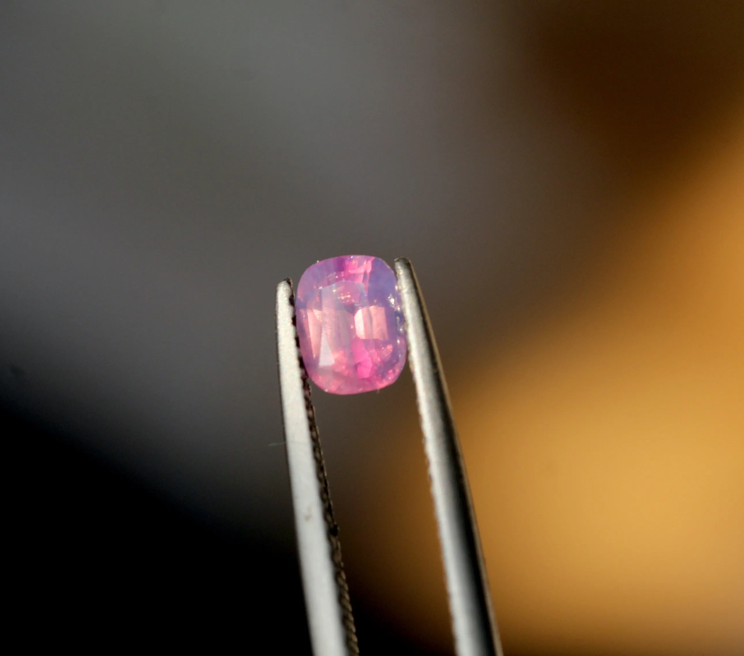 0.64 carats Cushion Bi Color Pinkish Purple Rare Sapphire | Batakundi Sapphire