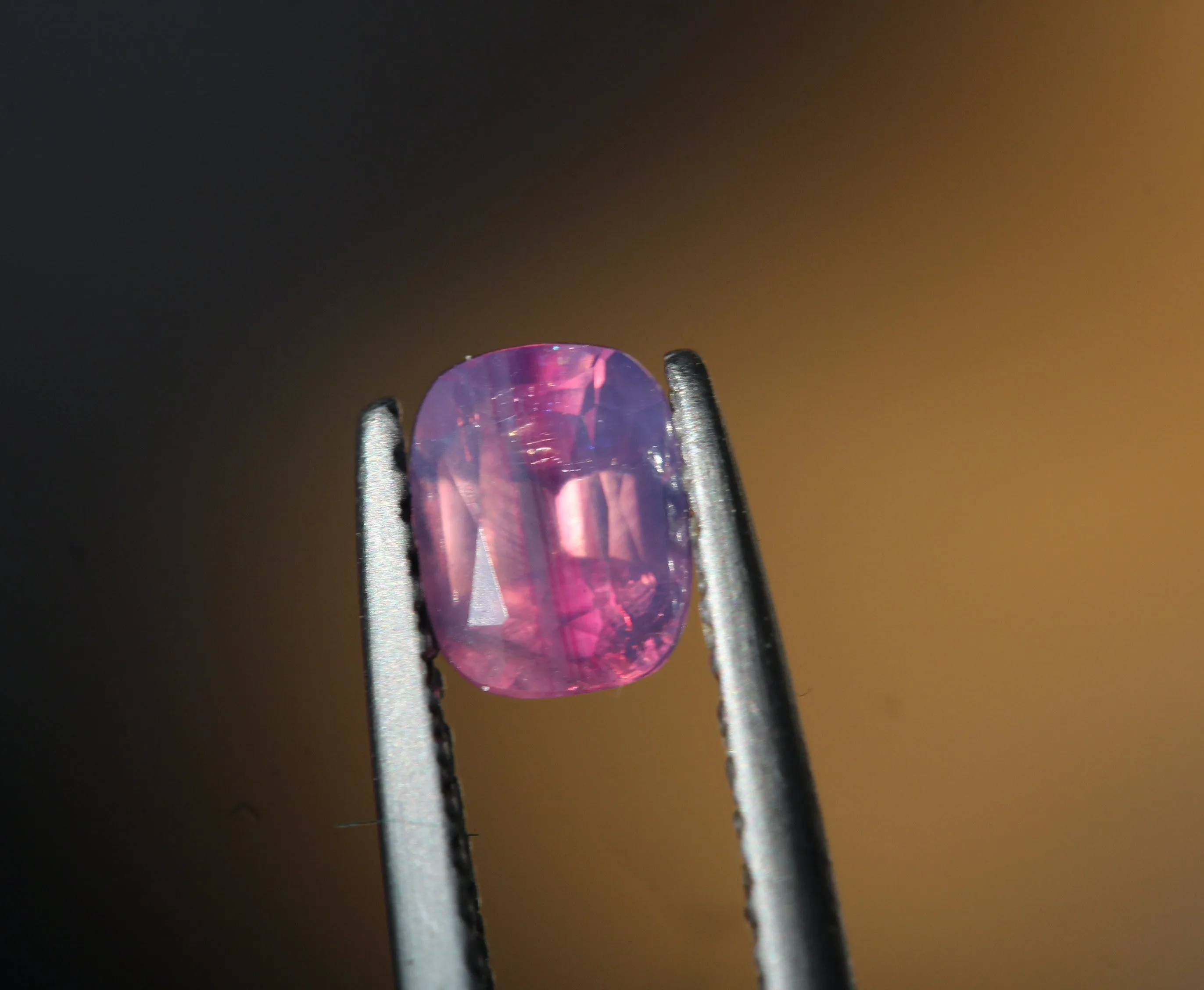 0.64 carats Cushion Bi Color Pinkish Purple Rare Sapphire | Batakundi Sapphire