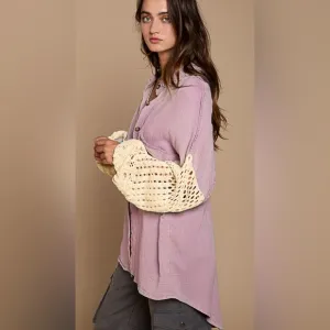 #076 Sale! Last one! POL Cotton Oversized with sweater sleeves top