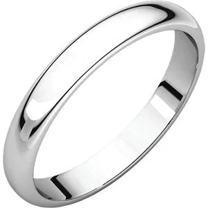 10K White 3 mm Half Round Band Size 9.5