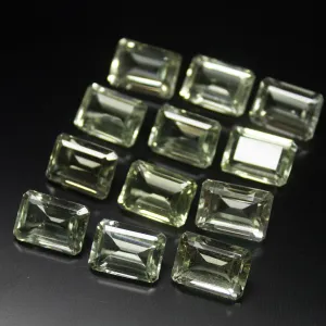12 pcs, 14x10mm, Natural Green Amethyst Emerald Cut Gemstone Top Side Drilled Loose Beads