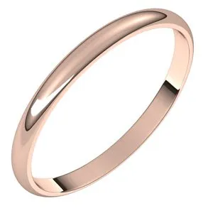 14K Rose 2 mm Half Round Ultra-Light Band Size 6.5