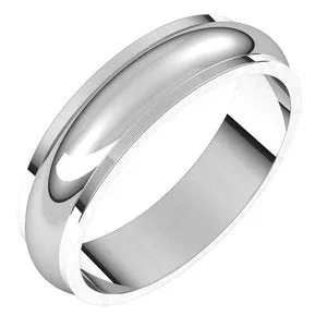 14K White 5 mm Half Round Edge Band Size 10