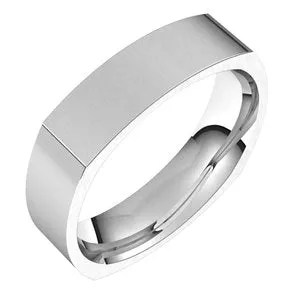 14K White 5 mm Square Comfort Fit Band Size 7