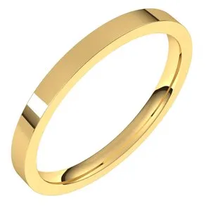 14K Yellow 2 mm Flat Comfort Fit Light Band Size 10.5