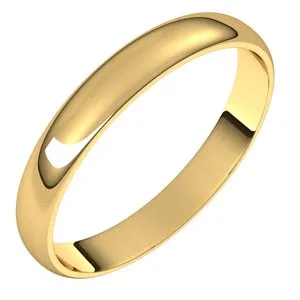 14K Yellow 3 mm Half Round Ultra-Light Band Size 7