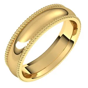 14K Yellow 5 mm Beaded Comfort-Fit Band Size 4
