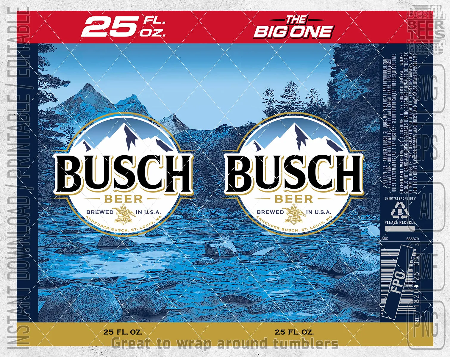 2 in 1 Busch Light Latte Beer Logo Inspired Can Wrap Limited Edition Great to wrap around tumblers PNG File Printable