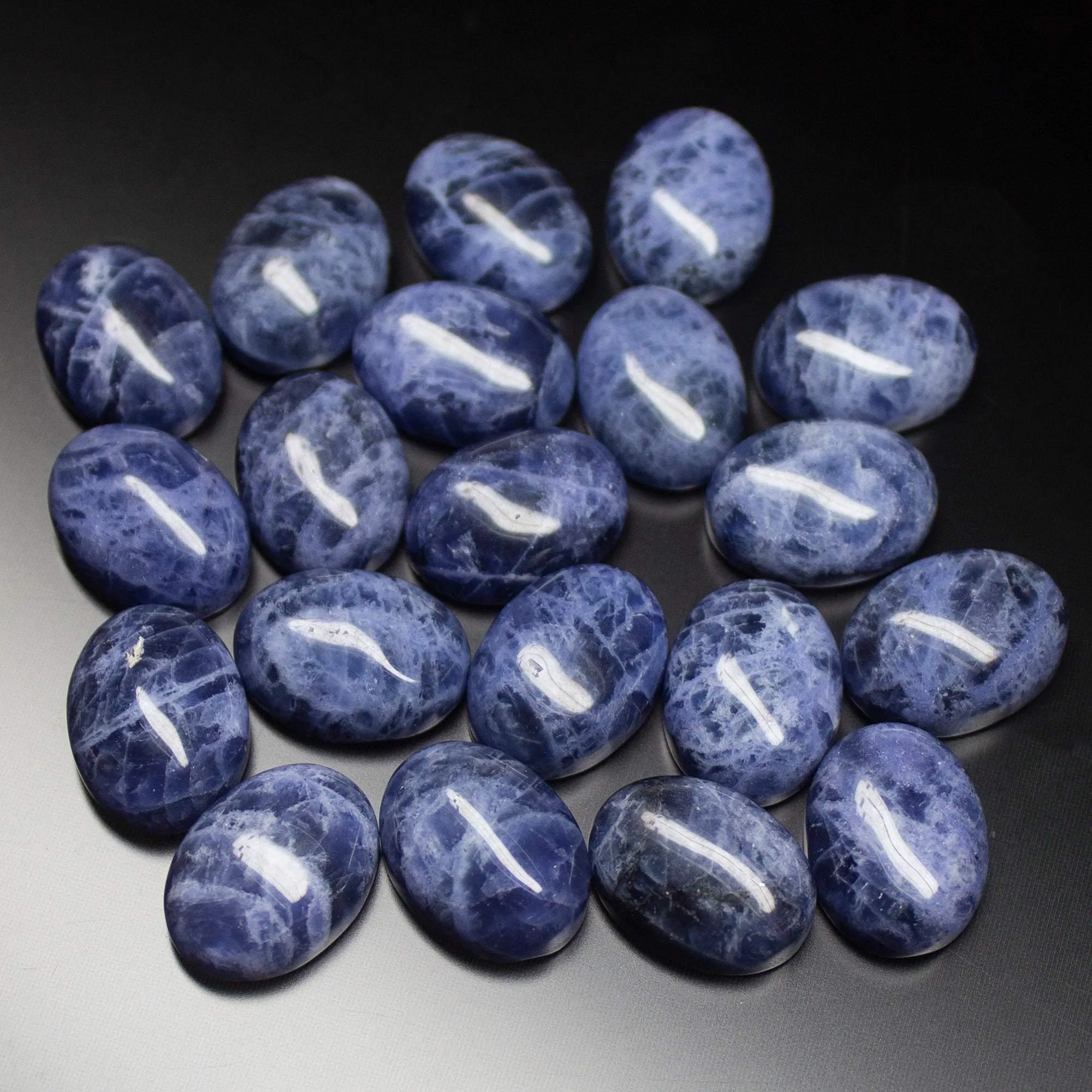 2 matching pair, 16x12mm, Natural Blue Sodalite Smooth Oval Cabochon Loose Gemstones