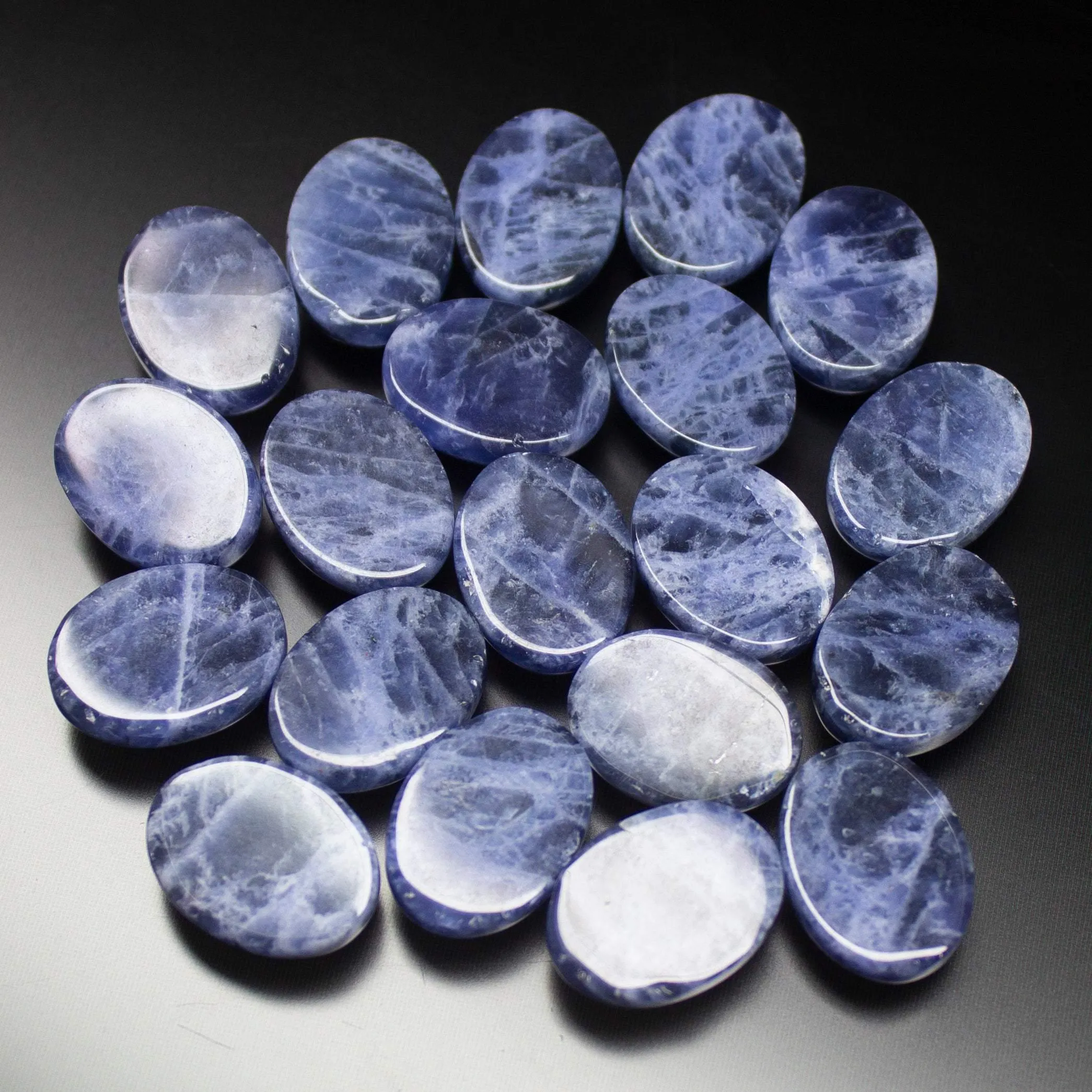 2 matching pair, 16x12mm, Natural Blue Sodalite Smooth Oval Cabochon Loose Gemstones