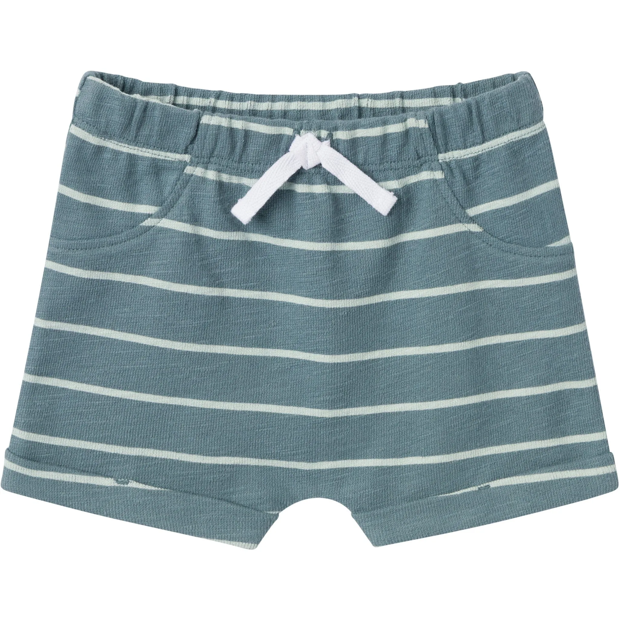 2-Piece Baby Boys Teal Stripe Henley Shirt and Shorts Set