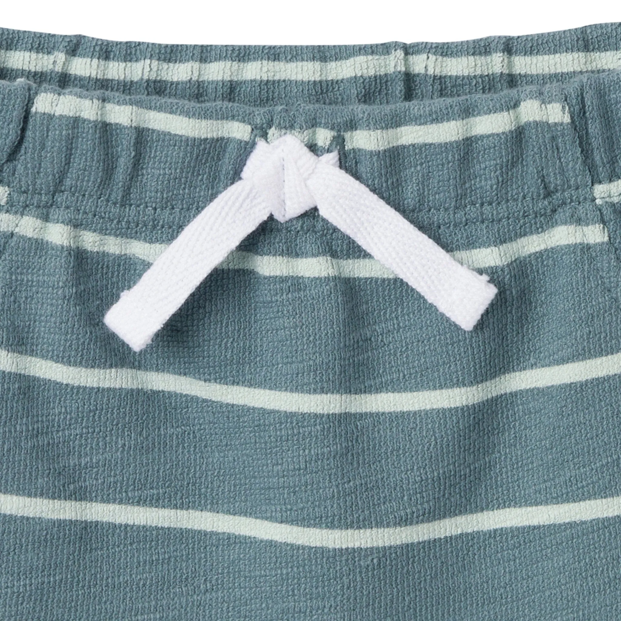 2-Piece Baby Boys Teal Stripe Henley Shirt and Shorts Set