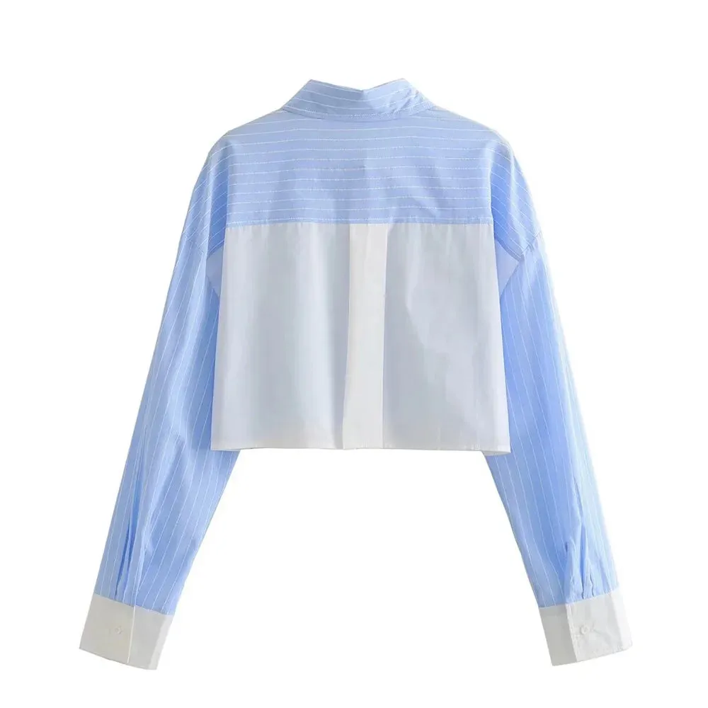2024 Spring Women’s Striped Long Sleeve Shirt & Shorts Set