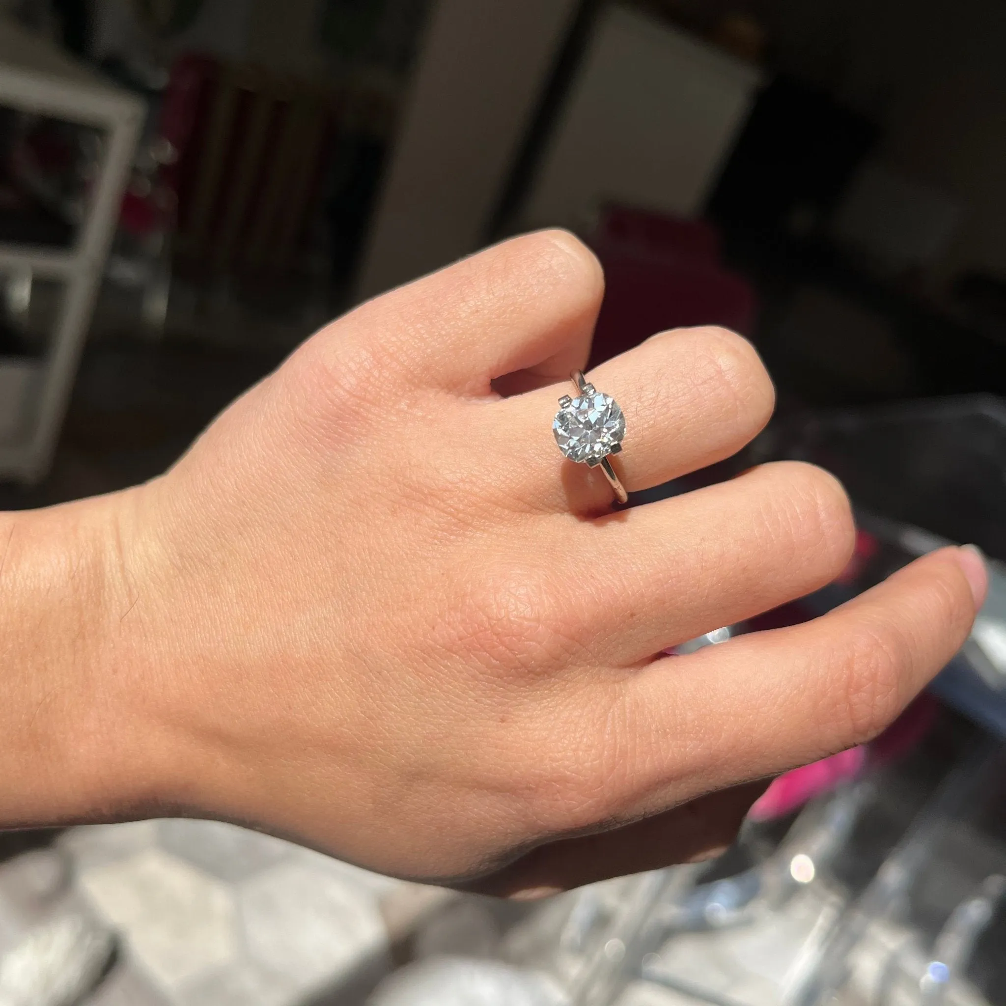 2.49ct Elongated Old Mine Cut Diamond, GIA K SI1