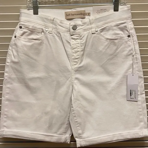 26. Soft Surroundings The Ultimate Denim Pull on Shorts in White, Size Medium