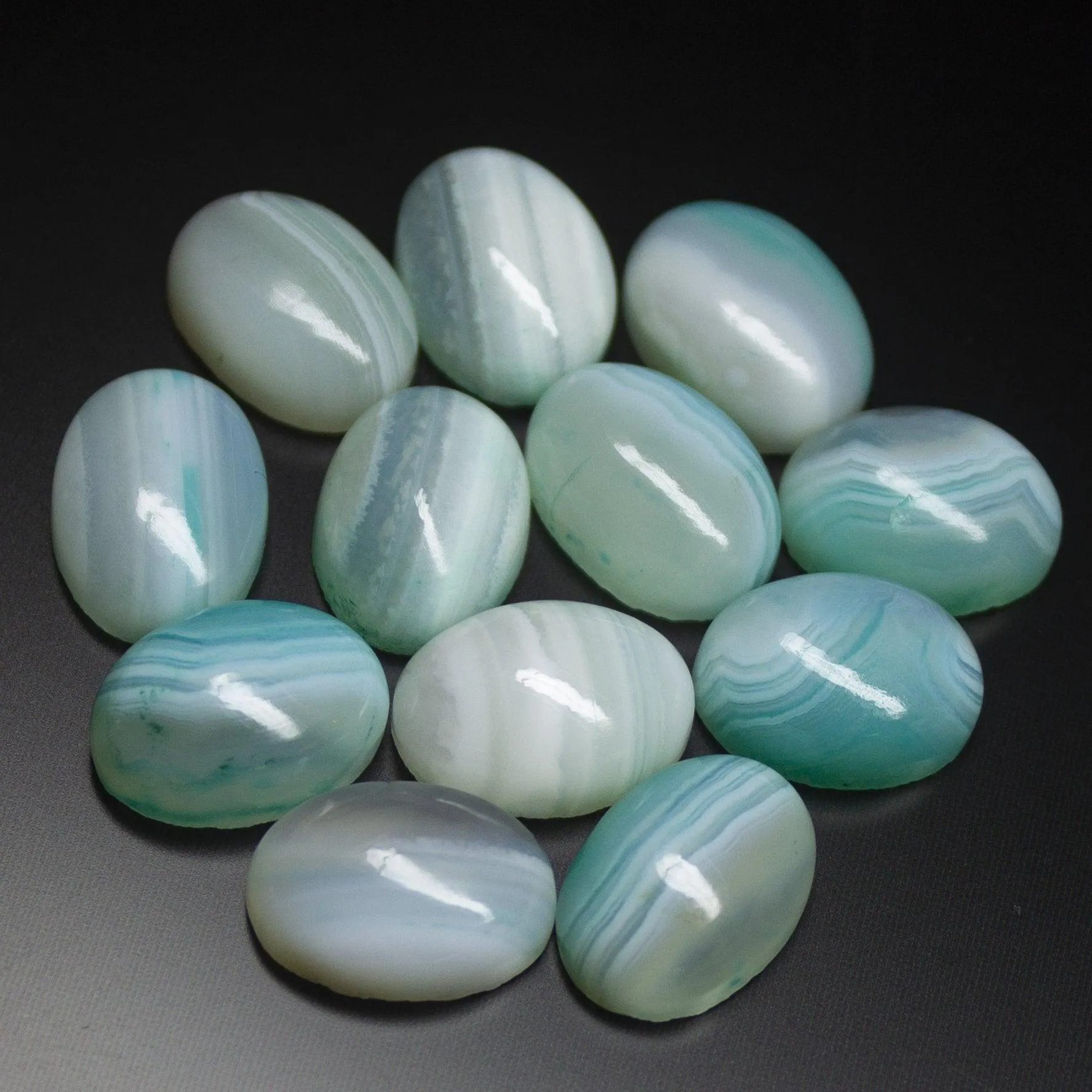 3 matching pair, 14x10mm, Natural Agate Smooth Polished Oval Shape Cabochon Loose Gemstone Beads