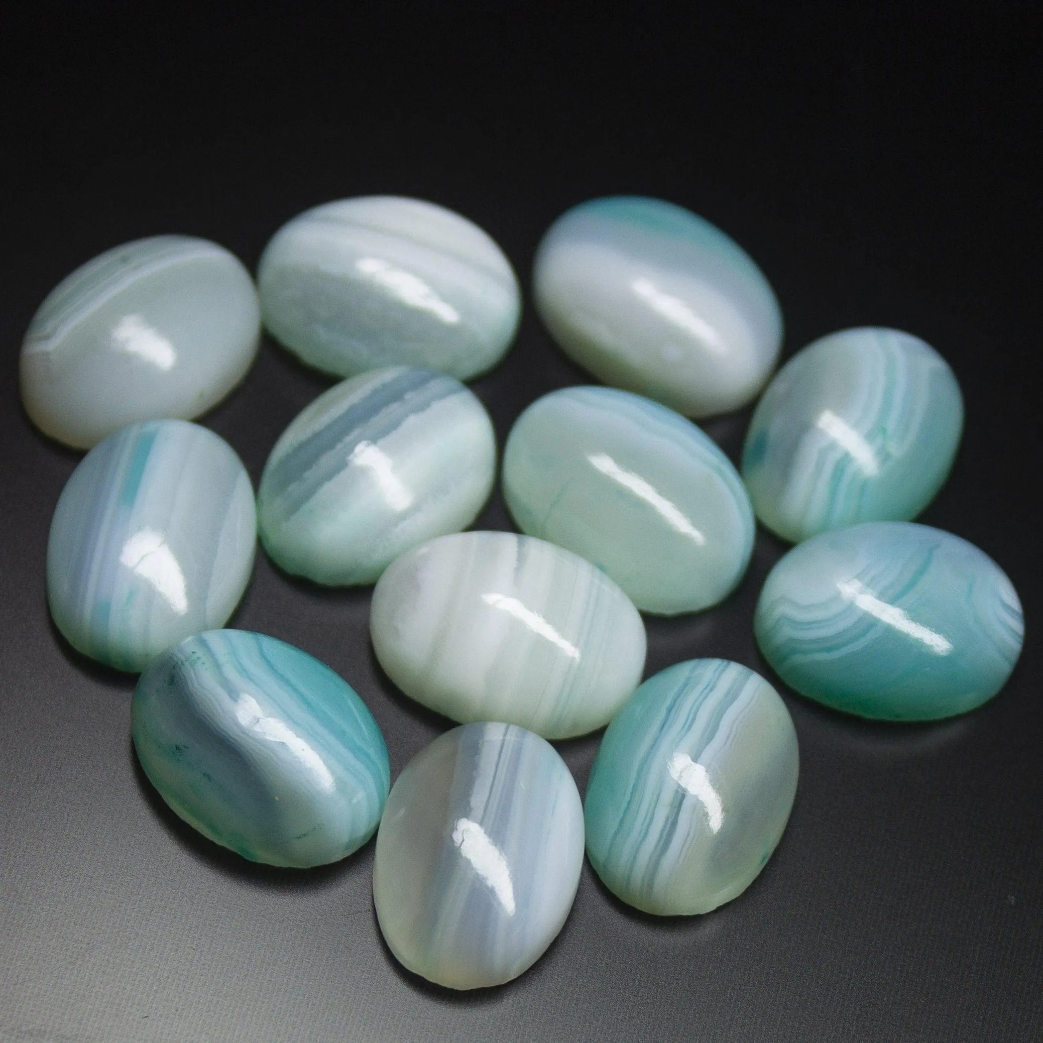 3 matching pair, 14x10mm, Natural Agate Smooth Polished Oval Shape Cabochon Loose Gemstone Beads