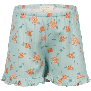 [3/4y] Louise Misha Floral Print Ruffled Shorts in Turqoise