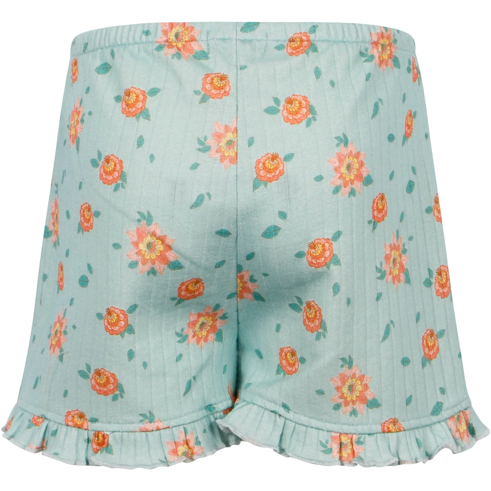 [3/4y] Louise Misha Floral Print Ruffled Shorts in Turqoise