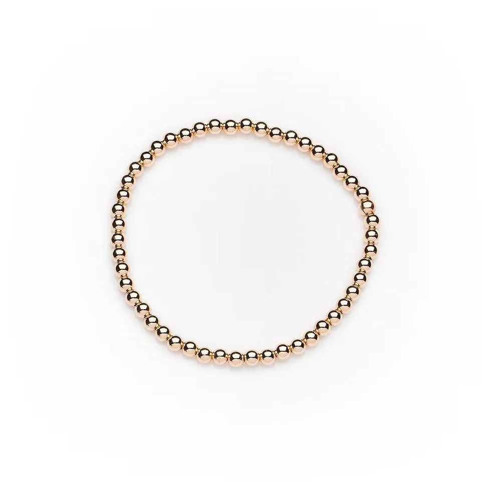 3mm 14k Rose Gold Filled Bead Bracelet