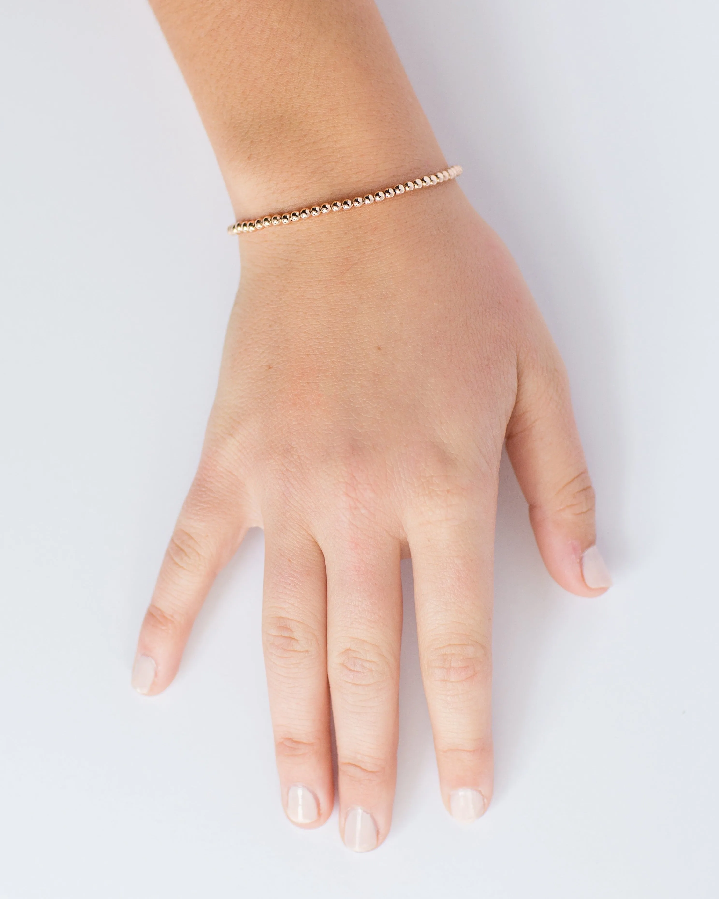 3mm 14k Rose Gold Filled Bead Bracelet