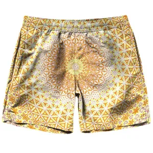 Abstract Flower Yellow Shorts