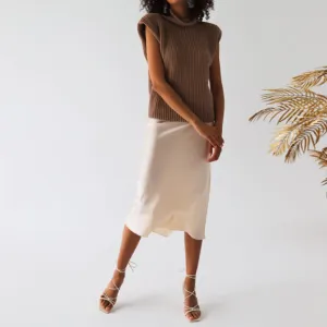 Adjustable Strap Satin Midi Dress