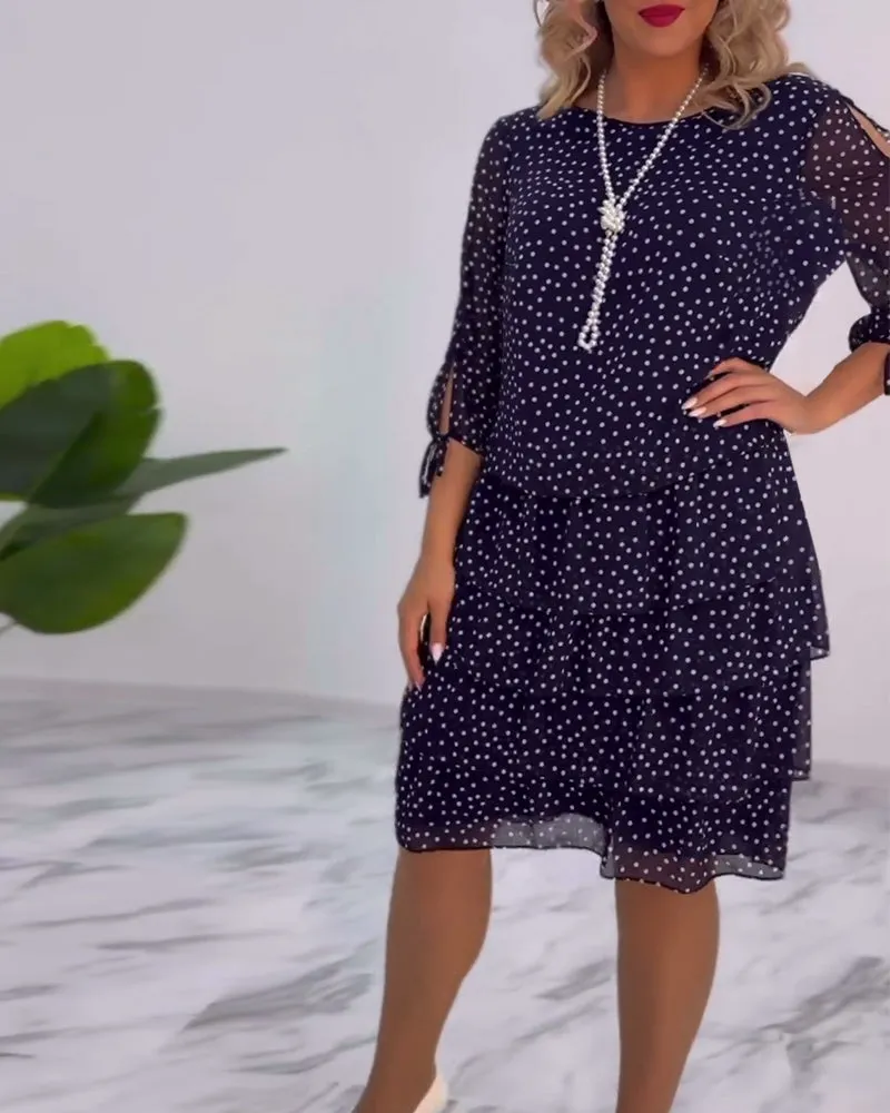Adriela® | Elegant Polka Dot Layered Dress