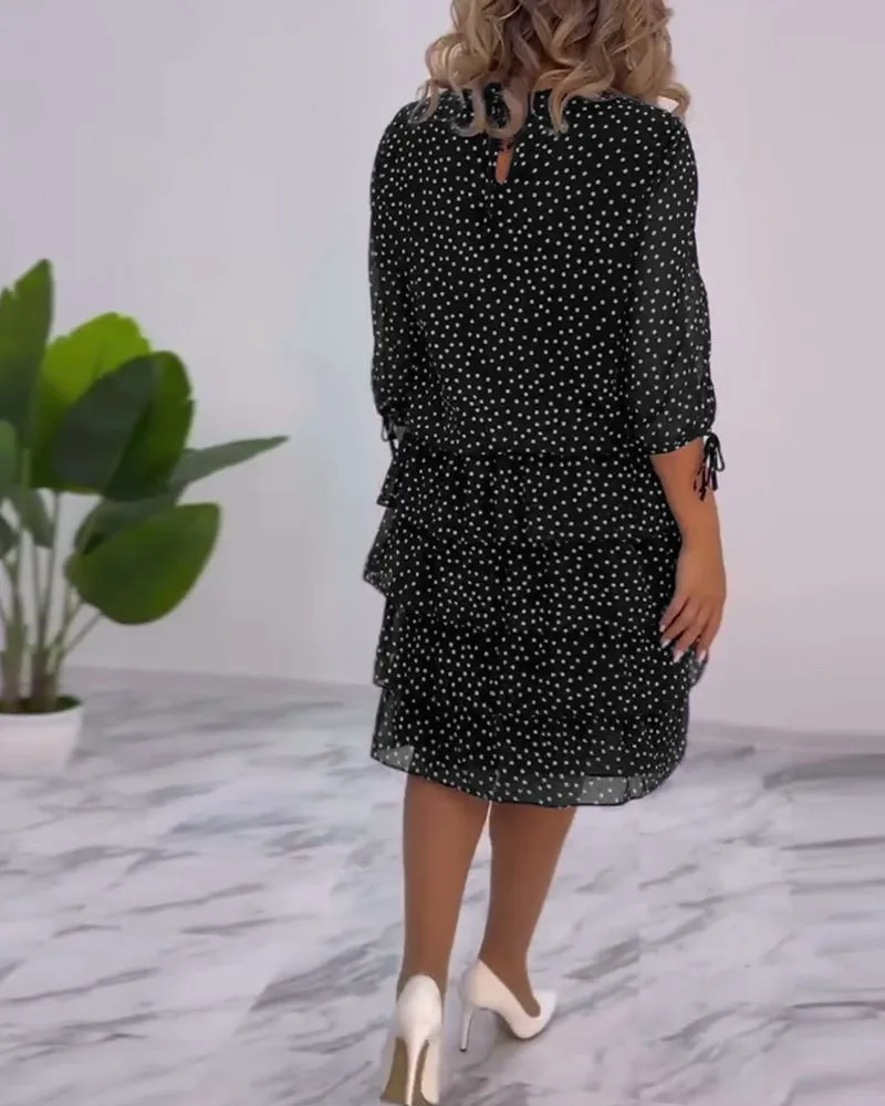 Adriela® | Elegant Polka Dot Layered Dress