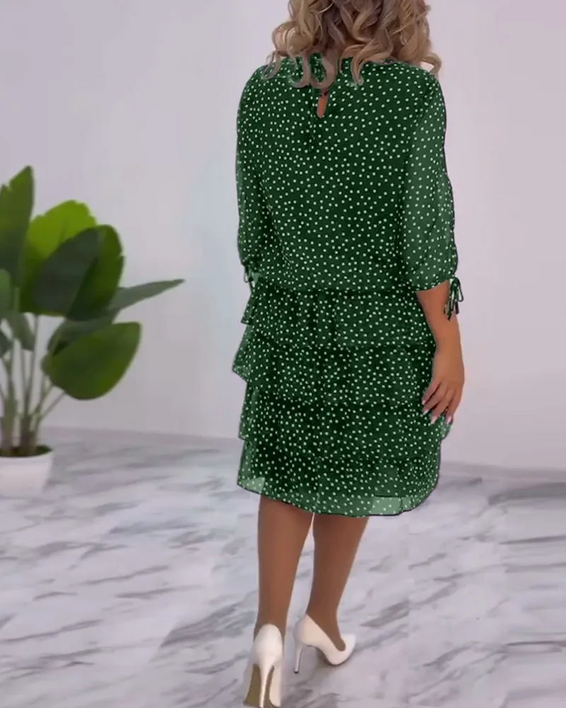 Adriela® | Elegant Polka Dot Layered Dress