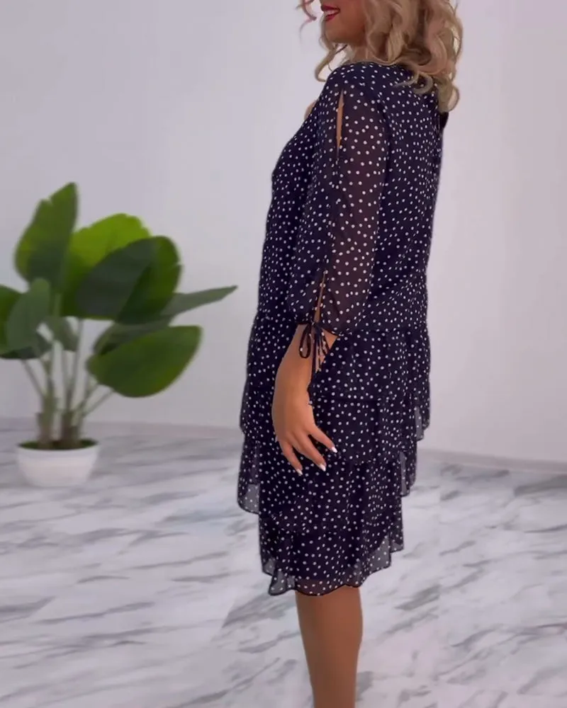 Adriela® | Elegant Polka Dot Layered Dress