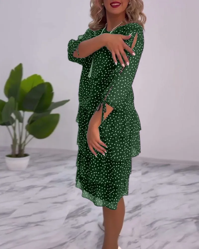 Adriela® | Elegant Polka Dot Layered Dress