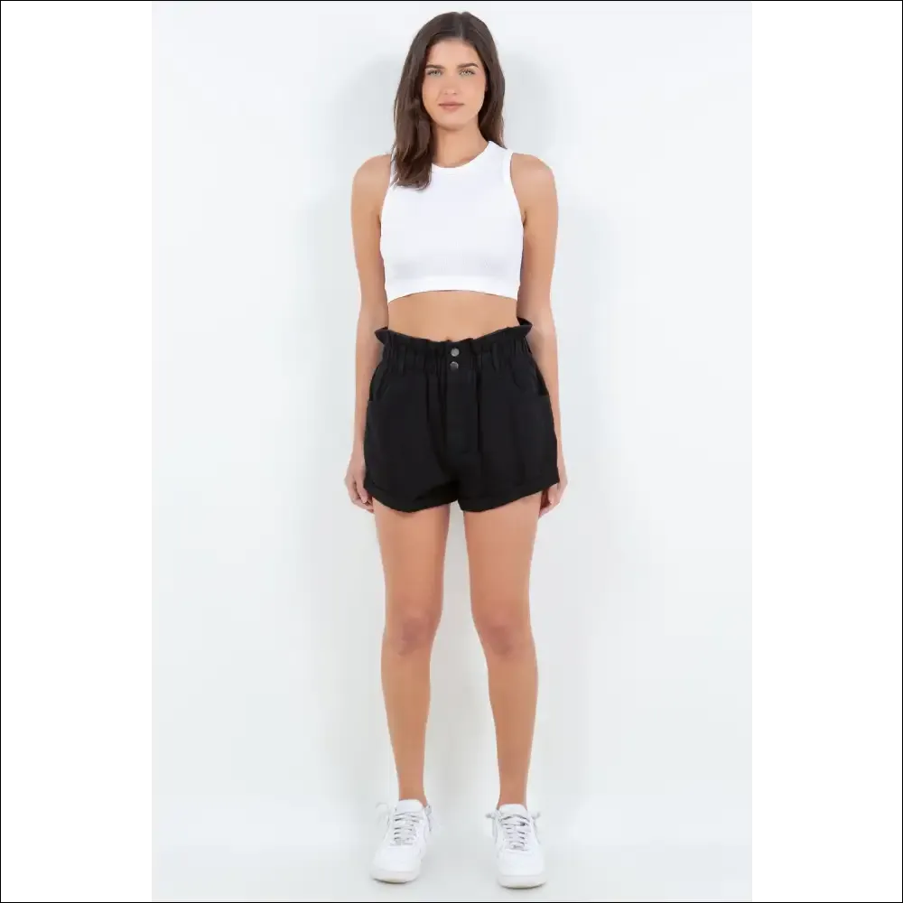 American Bazi High Waist Paper Bag Shorts