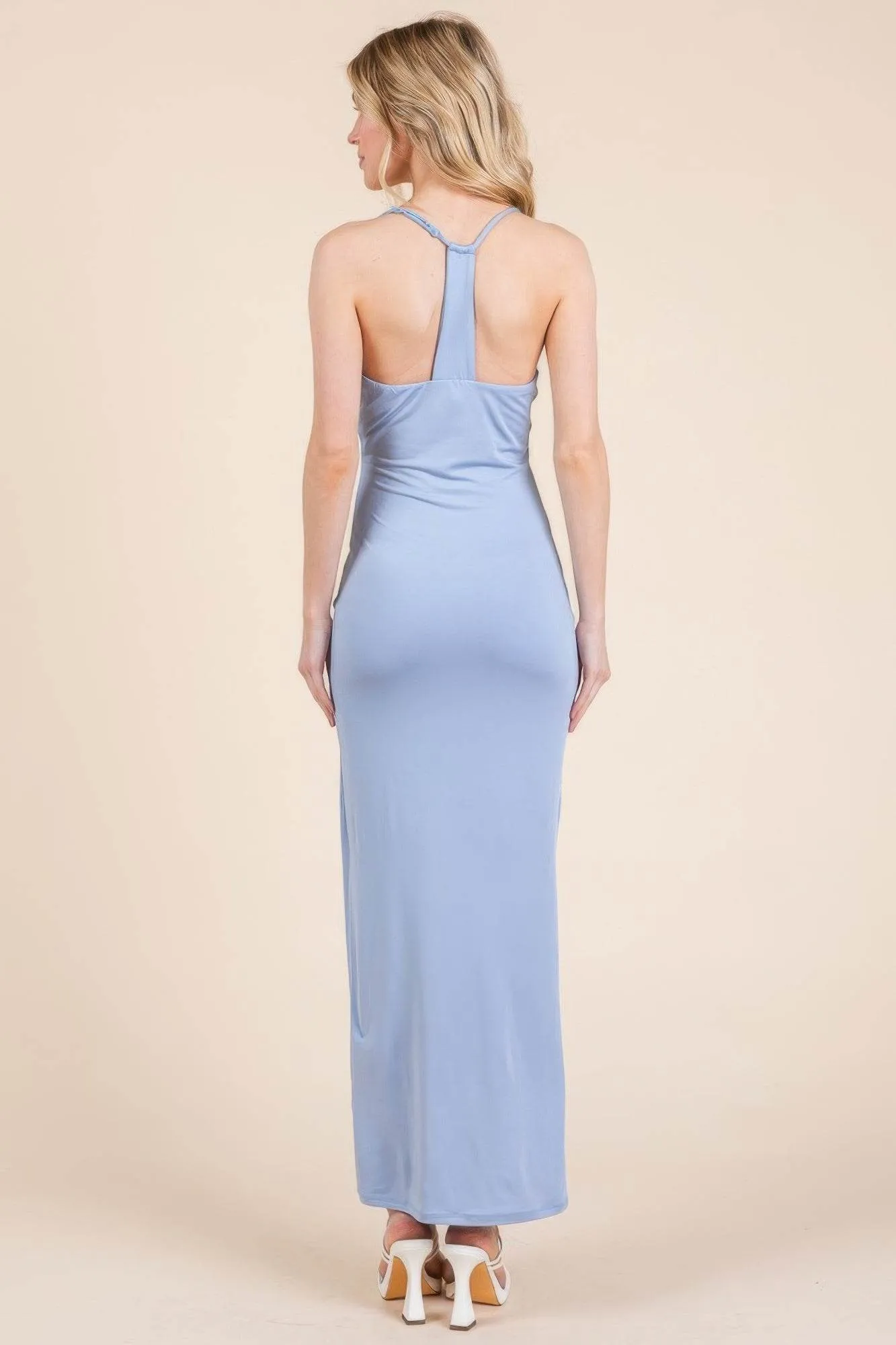 Asymmetry Ruched Double Layered Maxi Dress