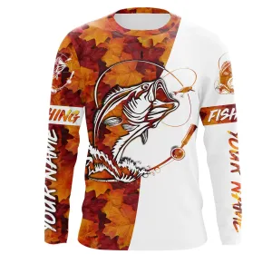 Autumn Bass Fishing Custom performance Fishing Shirts, personalized Bass Fishing gifts IPHW1712