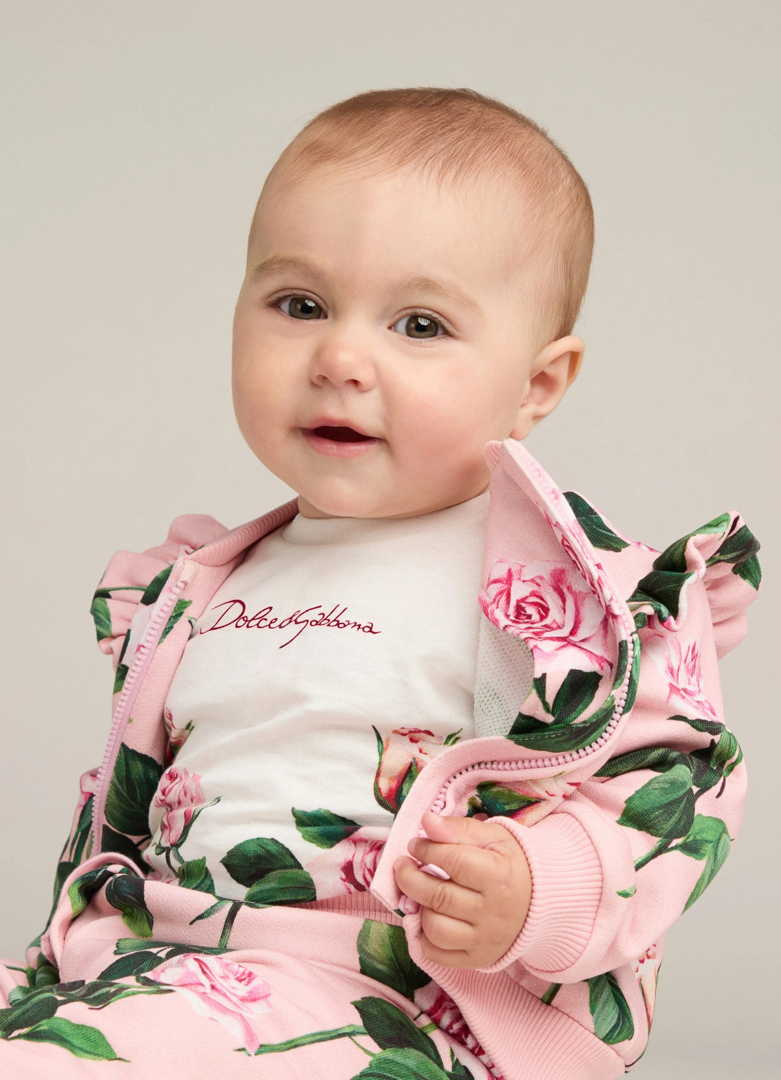 Baby Girls Rose Print Sweatshirt in Pink