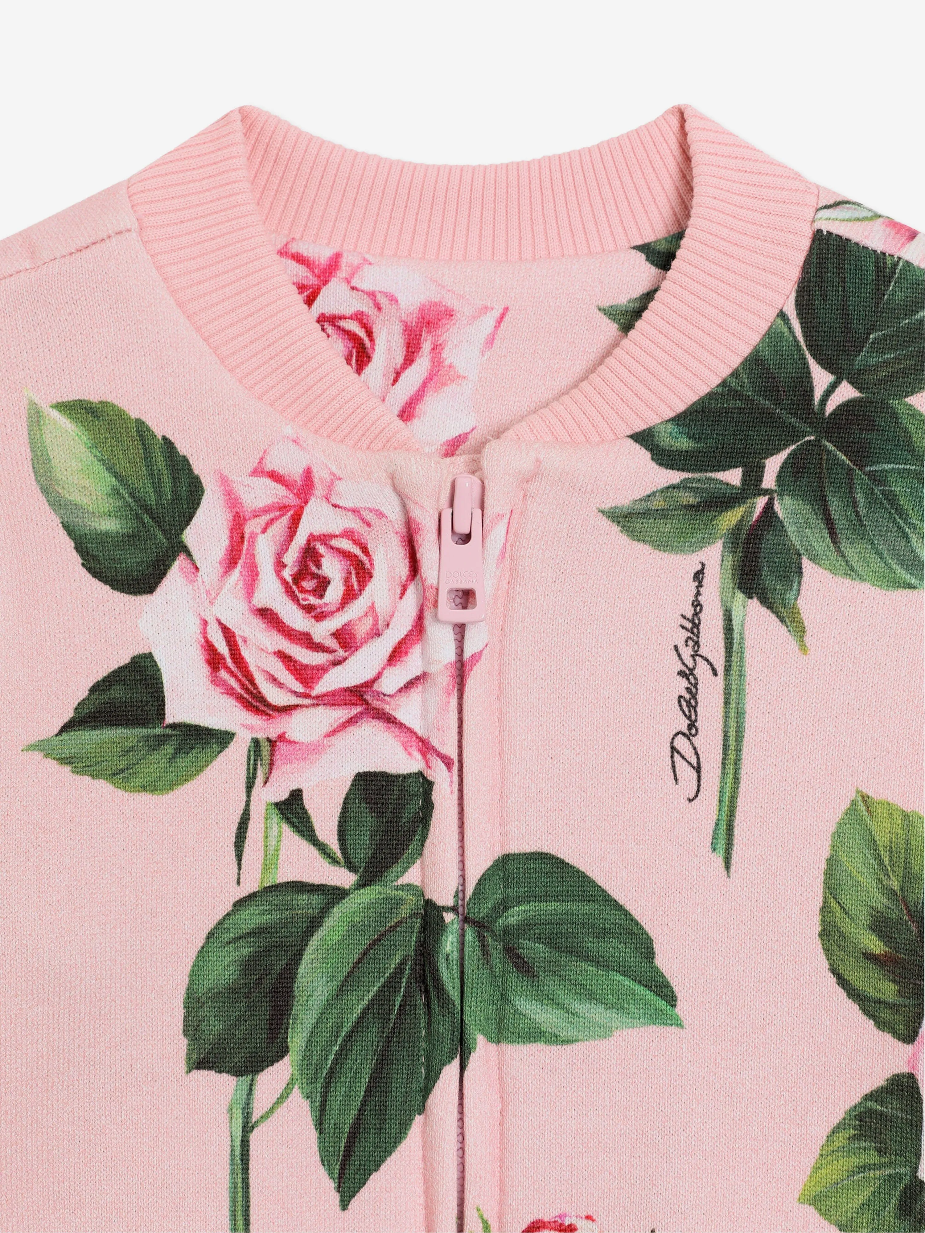 Baby Girls Rose Print Sweatshirt in Pink