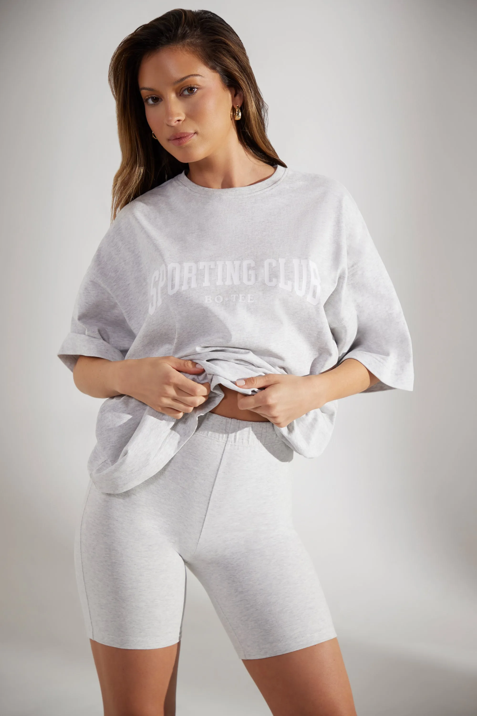 Base - Soft Cotton Biker Shorts in Heather Grey