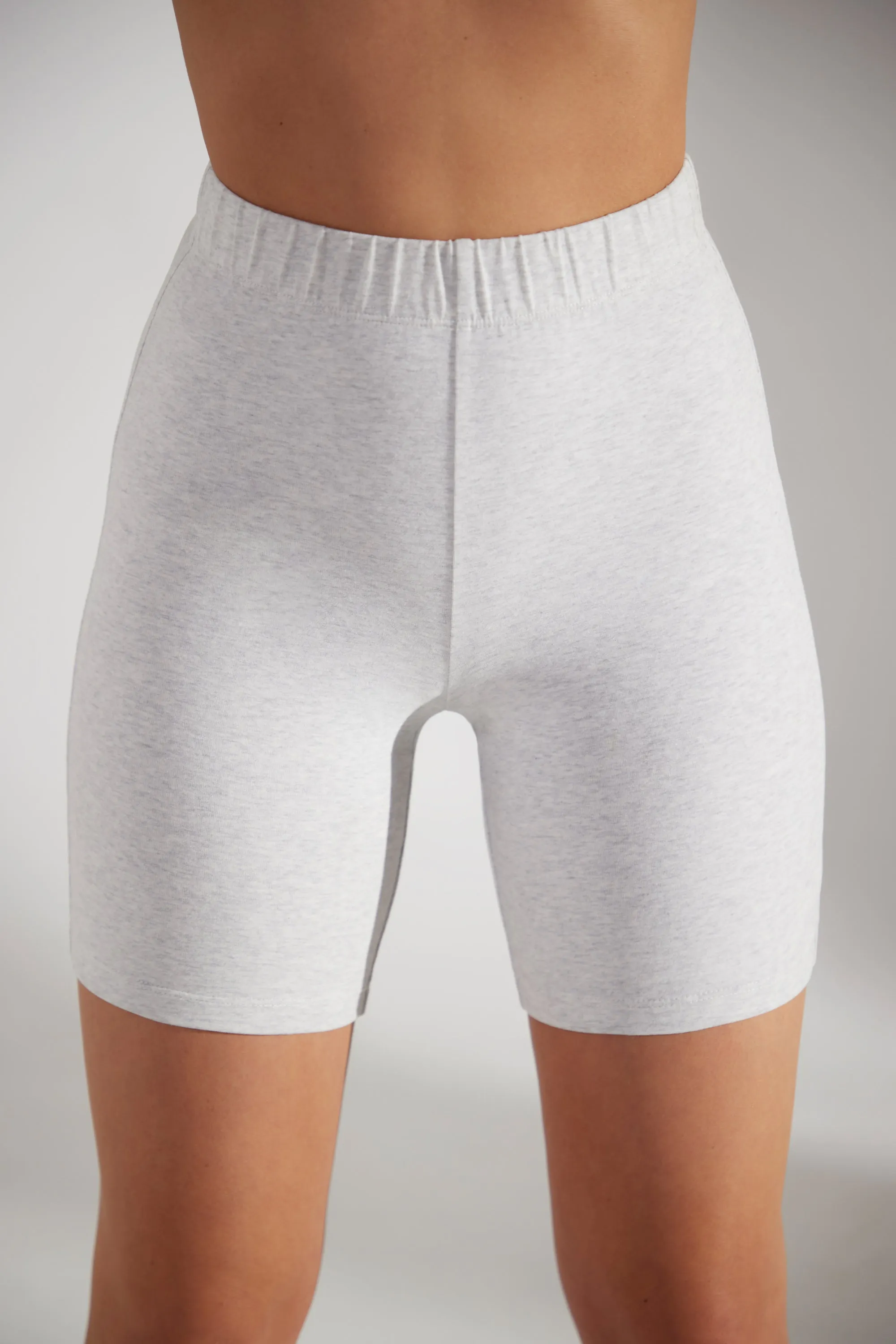 Base - Soft Cotton Biker Shorts in Heather Grey