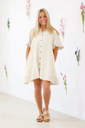 Beach Scene Oatmeal Dress