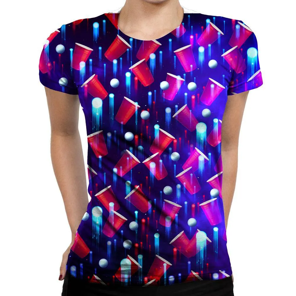 Beer Pong Red White And Blue Womens T-Shirt