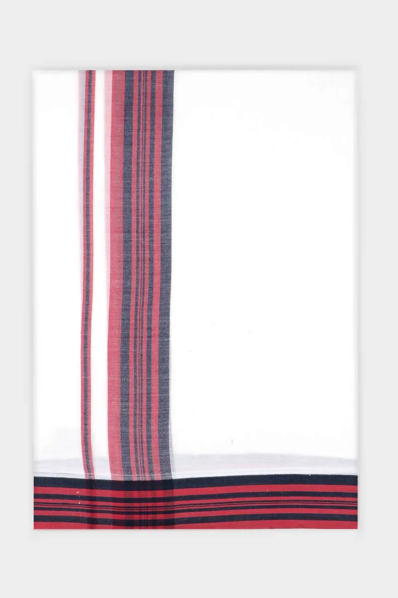 Bhargav Arima - Grayish Red Smooth Cotton Double Layered Dhoti With Fancy Borders | Uathayam