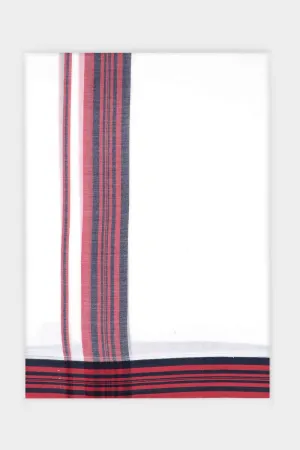 Bhargav Arima - Grayish Red Smooth Cotton Double Layered Dhoti With Fancy Borders | Uathayam