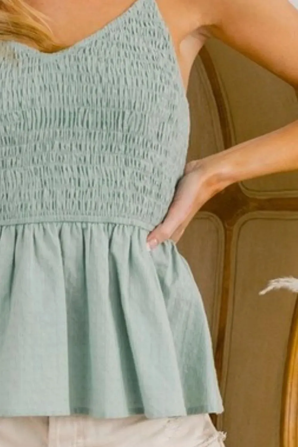 BiBi Eyelet Woven Sleeveless Elasticized Top
