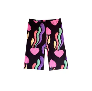 Bike Pant - Black Rainbow Heart Print