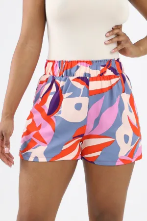 Blooming Lily Mini Ruffle Pocket Shorts -Gray