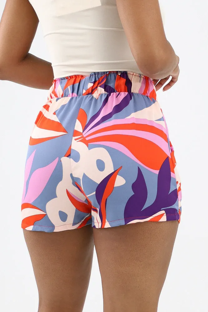 Blooming Lily Mini Ruffle Pocket Shorts -Gray