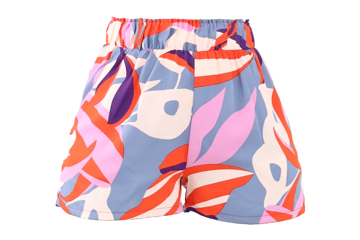 Blooming Lily Mini Ruffle Pocket Shorts -Gray
