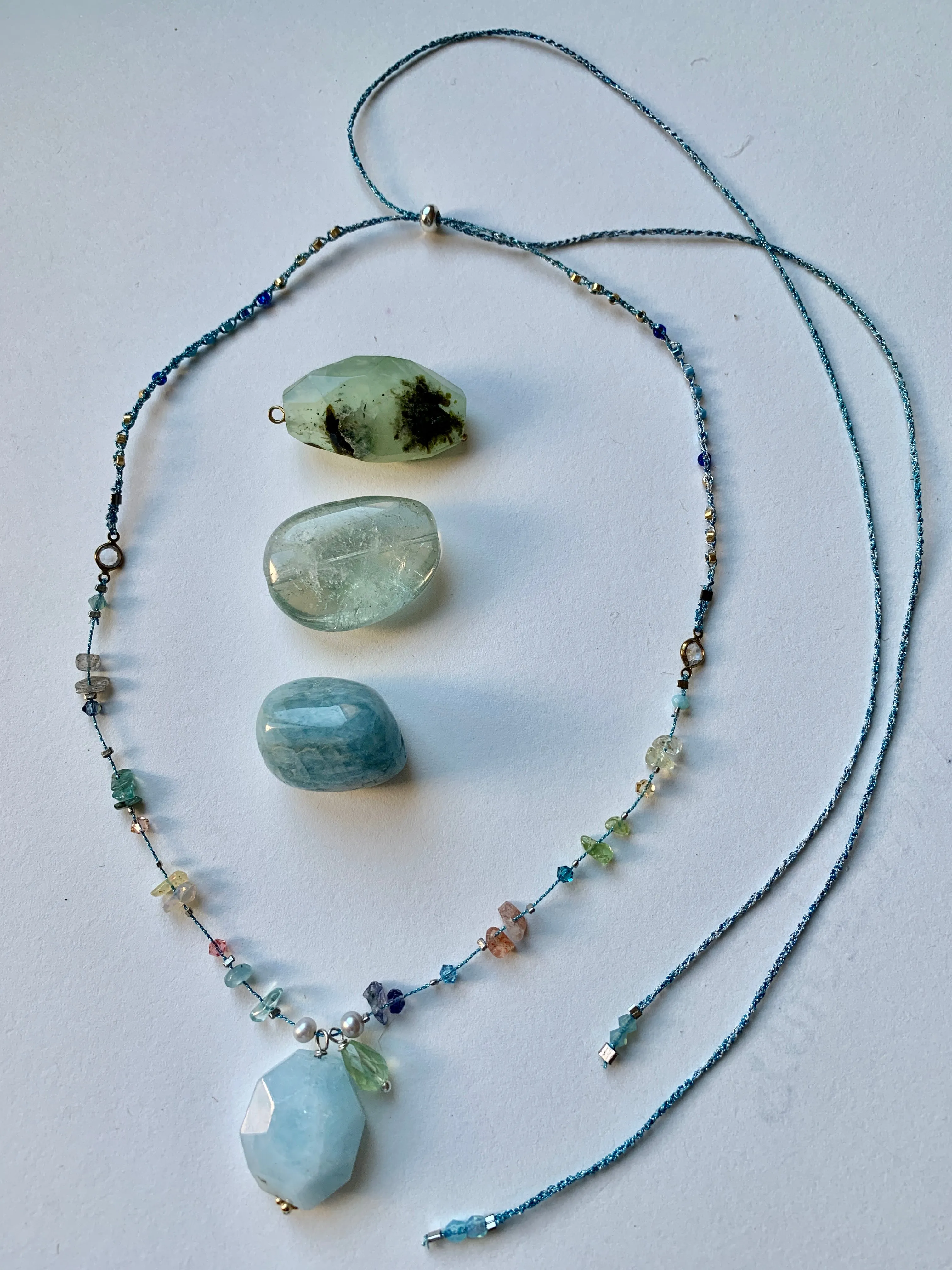 Blue Aquamarine 7chakras necklace