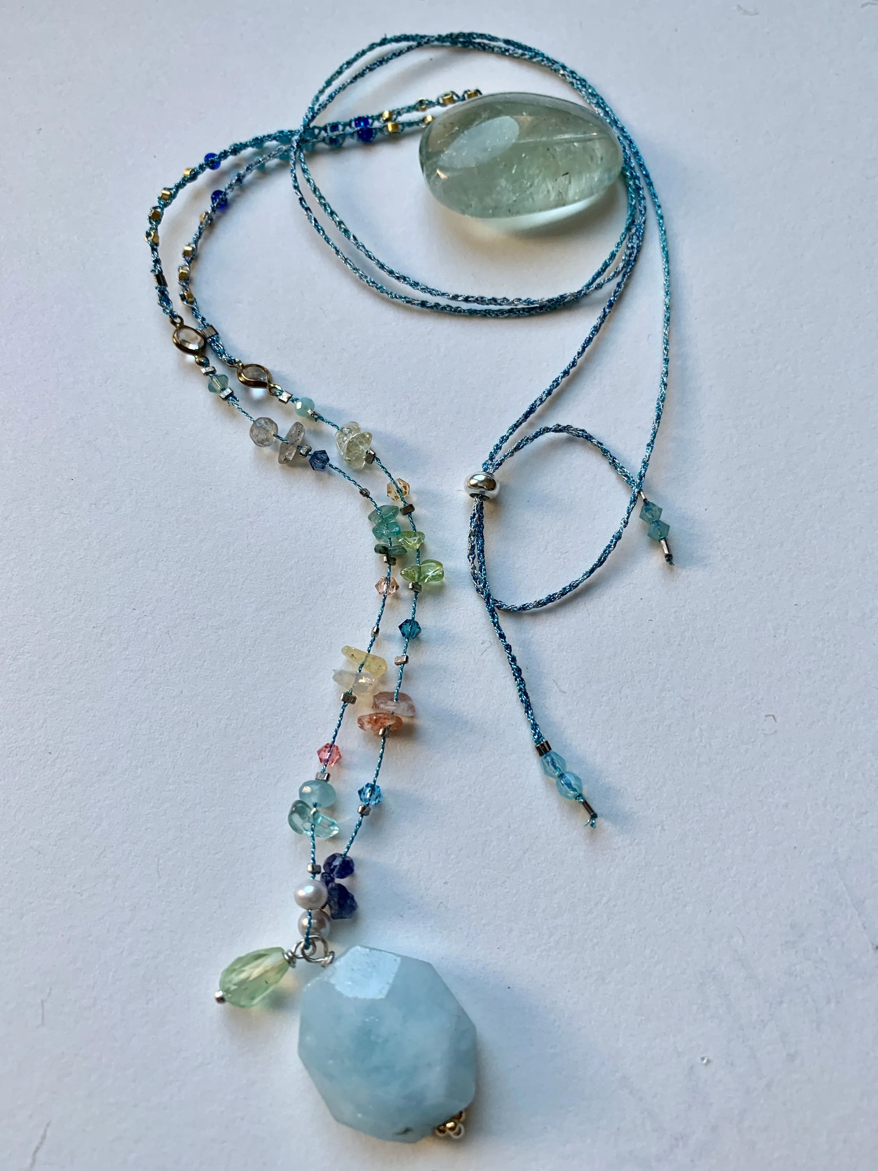 Blue Aquamarine 7chakras necklace
